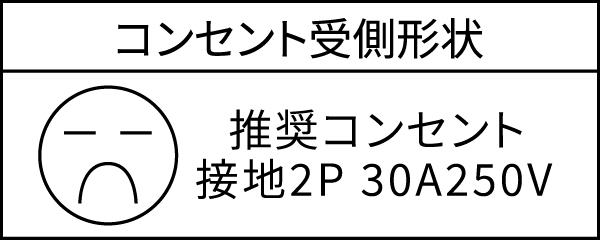 コンセント受側形状 推奨コンセント 設置2P 30A250V